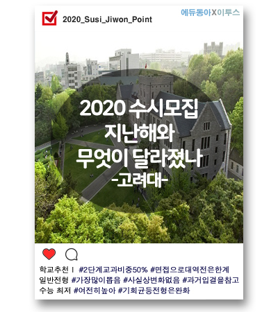 [2020 수시] 고려대, 교과전형 교과 비중 높여… 여전히 까다로운 수능 최저