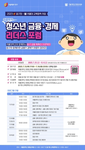 서울 중구, 초중고 금융교육 앞장서…금융 이해력 쑥