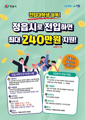 정읍시, 대학생 대상 생활 체감형 지원으로 인구감소 위기 탈출